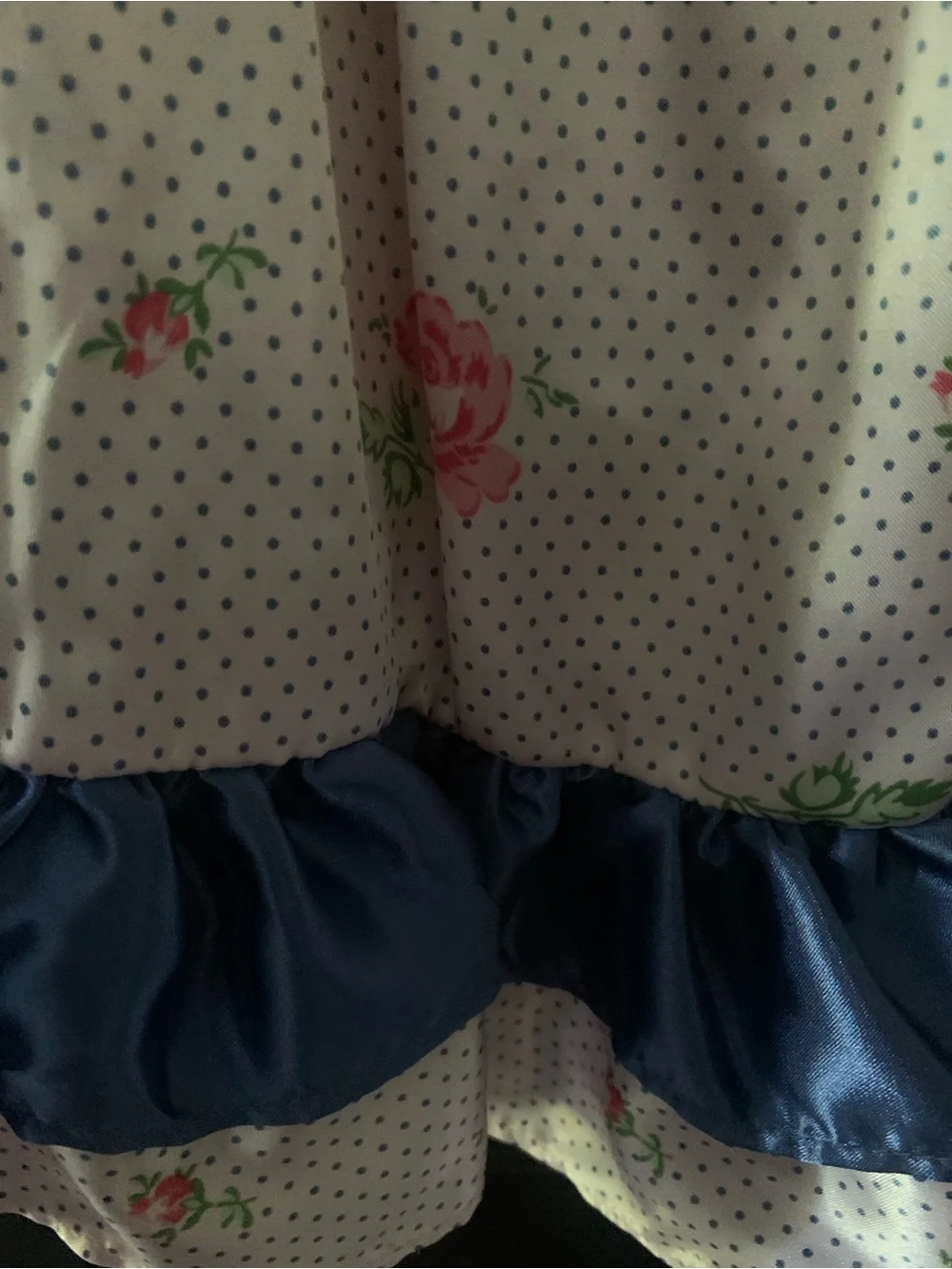Laura Ashley White Floral Nightgown with Pink Roses and Blue Trim